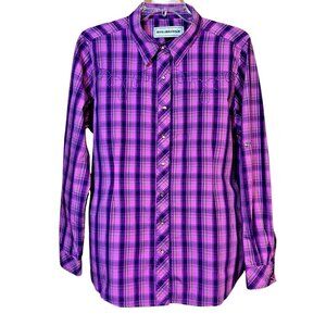 Bit & Bridle Western Pearl Snap Shirt L Horse Embroidered Y2K Plaid Cowgirl Rode